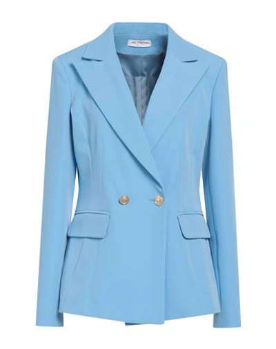 Yes London Woman Blazer Light Blue Size 10 Polyester, Elastane