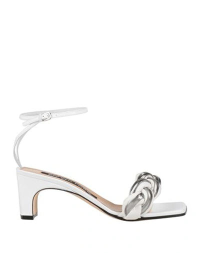 Sergio Rossi Woman Sandals White Size 10 Soft Leather