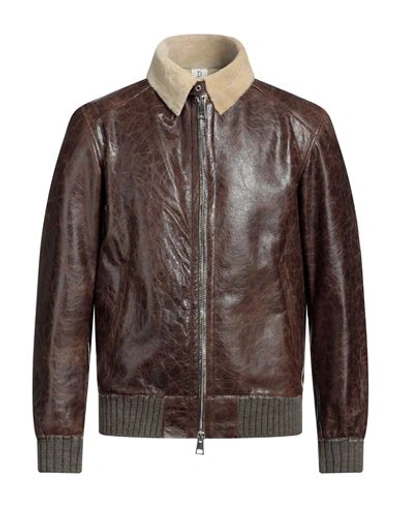 Delan Man Jacket Dark Brown Size 44 Ovine Leather