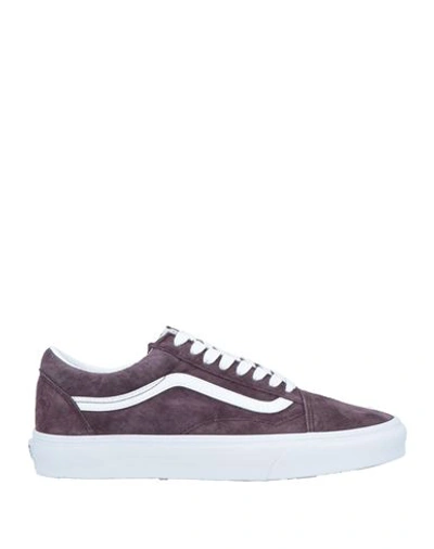 Vans Woman Sneakers Dark Purple Size 5 Soft Leather, Textile Fibers