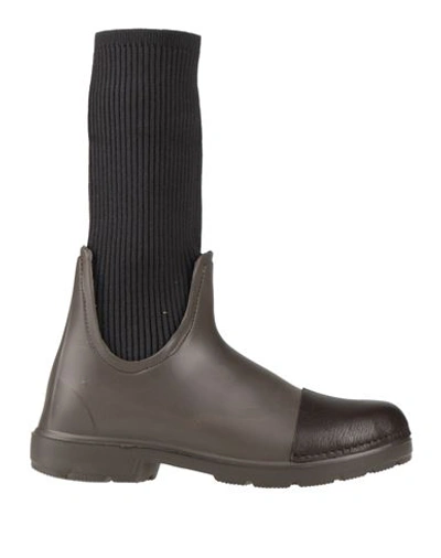 Ixos Woman Ankle Boots Dark Brown Size 6 Rubber, Textile Fibers, Leather
