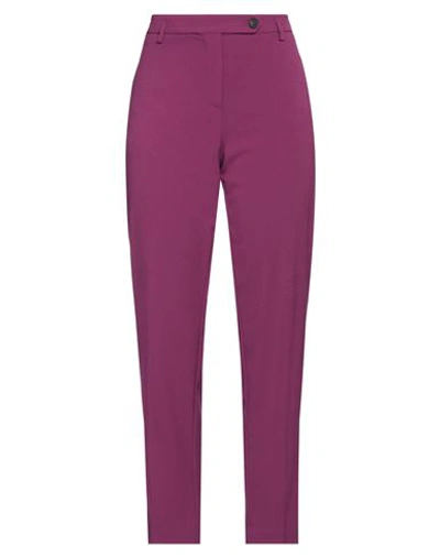 Kaos Woman Pants Mauve Size 8 Polyester, Viscose, Elastane In Purple