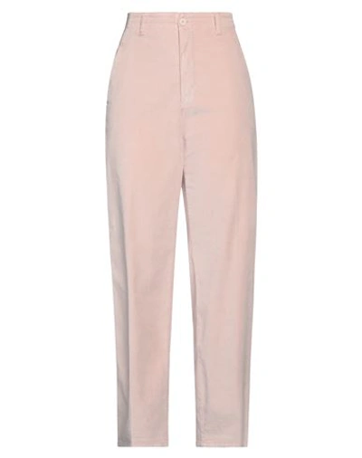 European Culture Woman Pants Light Pink Size S Cotton, Modal, Elastane