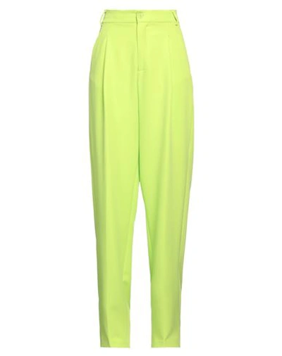 Hinnominate Woman Pants Acid Green Size S Polyester, Elastane