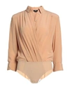 Elisabetta Franchi Woman Shirt Camel Size 8 Silk In Beige