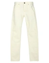 Emporio Armani Man Denim Pants Ivory Size 36w-34l Cotton In White