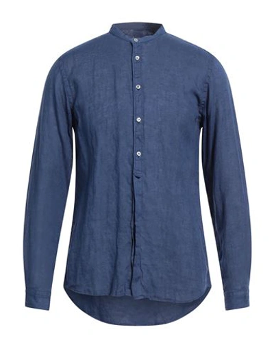 Sirio Man Shirt Navy Blue Size Xl Linen