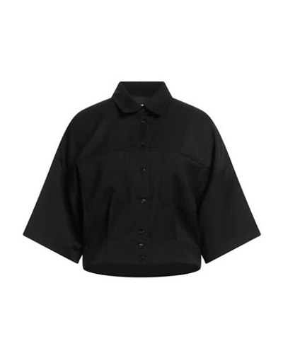 Ambush Cropped Cotton Shirt In Black
