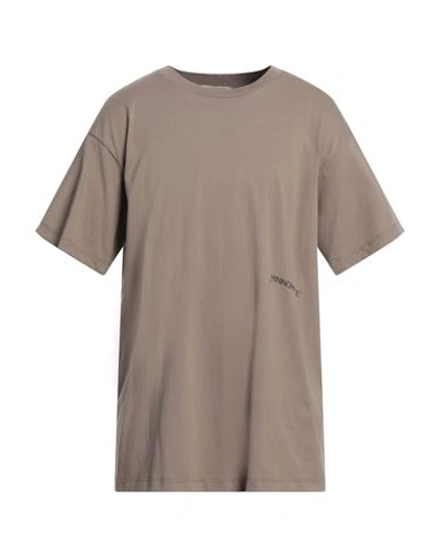 Hinnominate Man T-shirt Khaki Size S Cotton, Elastane In Beige