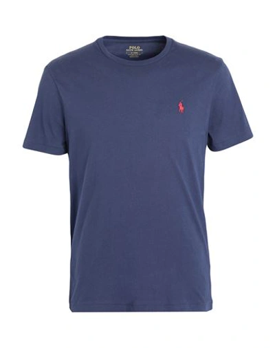 Polo Ralph Lauren Custom Slim Fit Jersey Crewneck T-shirt Man T-shirt Navy Blue Size Xxl Cotton