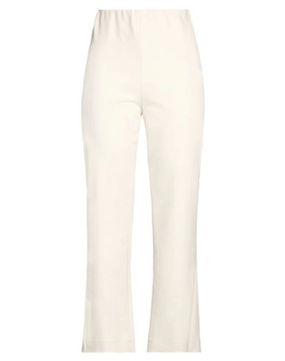 Alysi Woman Pants Cream Size 6 Cotton, Elastane In White