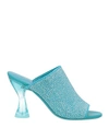 By Far Woman Sandals Turquoise Size 10 Soft Leather In Azur