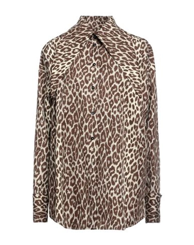 Jil Sander Woman Shirt Beige Size 10 Cotton, Silk