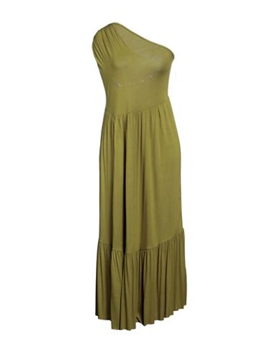 Mangano Woman Midi Dress Military Green Size L Cotton