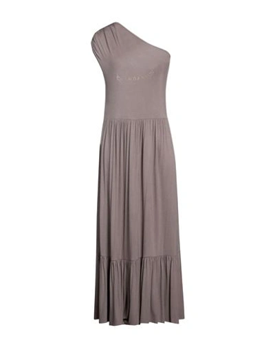Mangano Woman Maxi Dress Taupe Size M Cotton In Grey