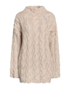 Pink Memories Woman Turtleneck Beige Size 8 Acrylic, Mohair Wool, Polyamide, Wool In Beige