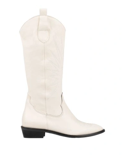 Islo Isabella Lorusso Woman Knee Boots Ivory Size 10 Soft Leather In White