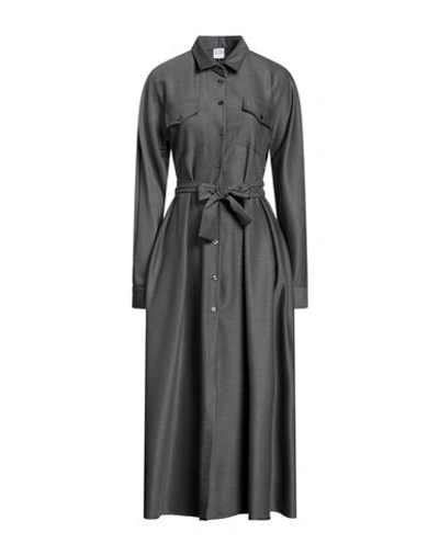 Eleonora Stasi Woman Midi Dress Khaki Size 12 Polyester, Viscose, Elastane In Grey
