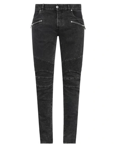Balmain Man Denim Pants Steel Grey Size 33 Cotton, Elastane