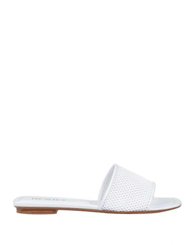 Rodo Woman Sandals White Size 7.5 Soft Leather, Textile Fibers