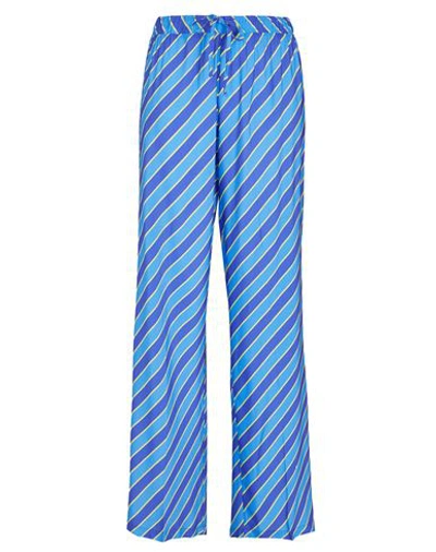 8 By Yoox Printed Pull-on Pants Woman Pants Azure Size 8 Cotton, Silk In Blue