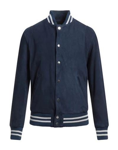 Masterpelle Man Jacket Navy Blue Size Xxl Soft Leather