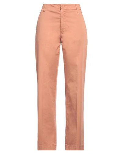 Dondup Woman Pants Apricot Size 4 Cotton, Elastane In Orange