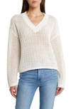 Madewell V-neck Open Stitch Sweater In Bright Ivory