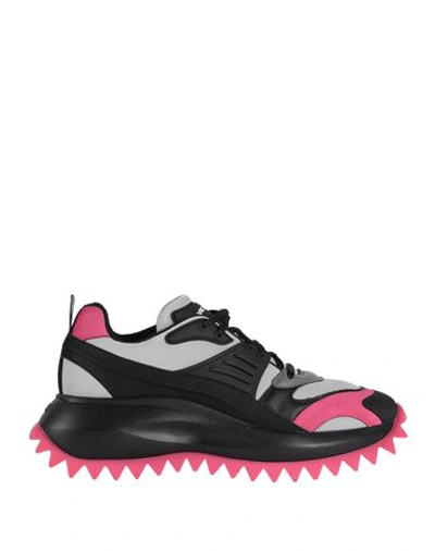 Vic Matie Vic Matiē Woman Sneakers Black Size 8 Textile Fibers, Soft Leather In Nero/fucsia