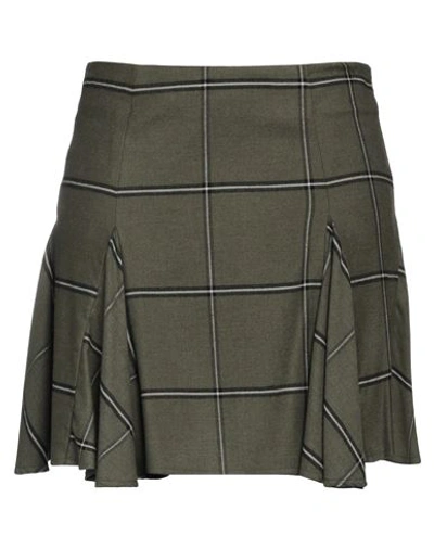 Pinko Woman Mini Skirt Military Green Size 10 Viscose, Virgin Wool, Elastane