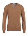 Gran Sasso Man Sweater Camel Size 40 Virgin Wool, Cashmere, Viscose, Polyester, Polyurethane In Beige