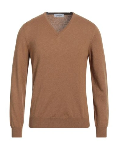 Gran Sasso Man Sweater Camel Size 40 Virgin Wool, Cashmere, Viscose, Polyester, Polyurethane In Beige