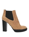 Hogan Woman Ankle Boots Sand Size 9.5 Soft Leather In Beige