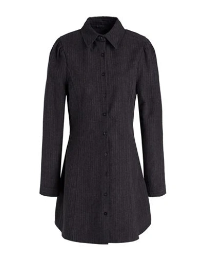 8 By Yoox Pinstripe Mini Shirt Dress Woman Short Dress Lead Size 12 Cotton In Grey