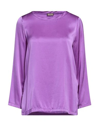Maliparmi Malìparmi Woman Blouse Purple Size 4 Silk, Elastane In Purple