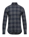 Xacus Man Shirt Midnight Blue Size 15 Cotton, Linen In Blue