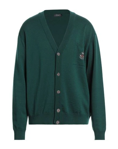 Drumohr Man Cardigan Emerald Green Size 50 Merino Wool