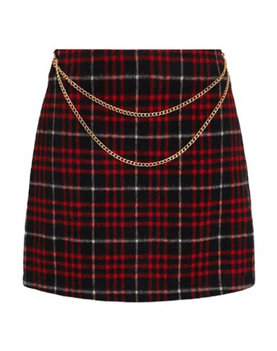 8 By Yoox Wool-blend Chain Detail Mini Skirt Woman Mini Skirt Red Size 10 Wool, Polyamide, Polyester