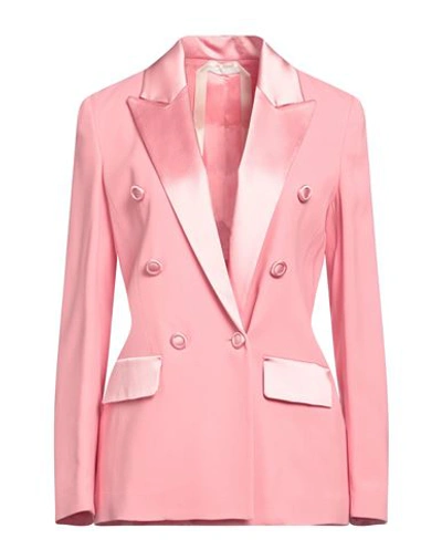 Carla G. Woman Blazer Fuchsia Size 6 Cotton, Polyester, Viscose, Elastane In Pink