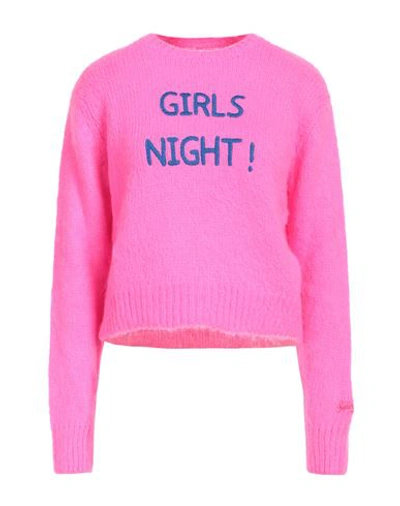Mc2 Saint Barth Woman Sweater Fuchsia Size L Acrylic, Polyamide, Alpaca Wool In Pink
