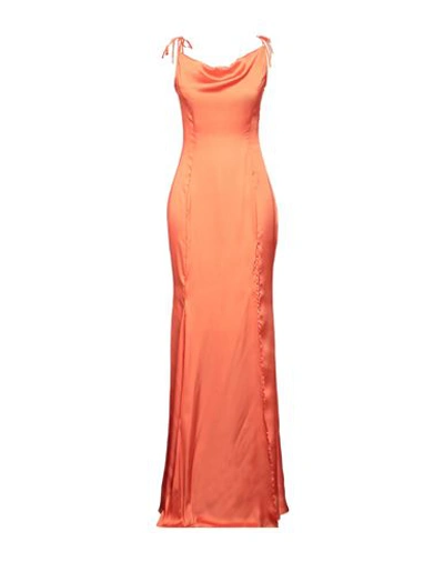 Alberto Audenino Woman Long Dress Orange Size M Polyester