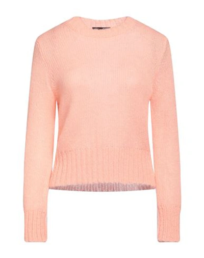 Tessa . Woman Sweater Salmon Pink Size L Mohair Wool, Polyamide, Wool