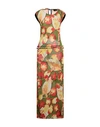 TRUSSARDI TRUSSARDI WOMAN MAXI DRESS GREEN SIZE M SILK, COTTON