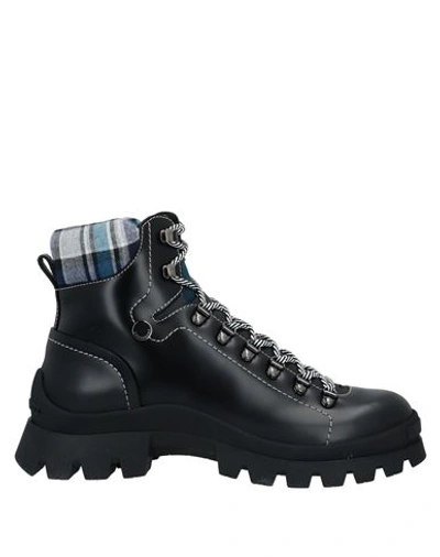 Dsquared2 Man Ankle Boots Black Size 7.5 Soft Leather, Nylon