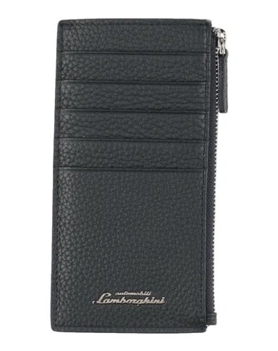 Automobili Lamborghini Man Document Holder Navy Blue Size - Soft Leather In Navy Blue