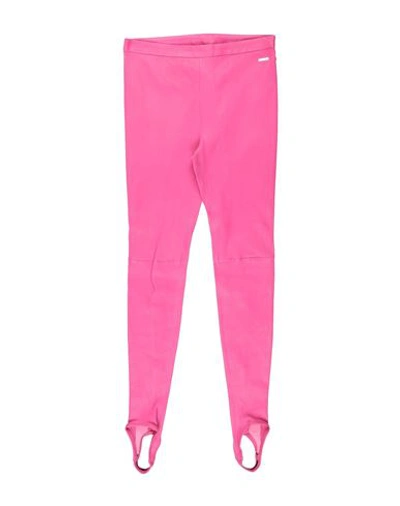 Dsquared2 Woman Leggings Fuchsia Size 2 Ovine Leather In Pink