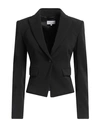 PATRIZIA PEPE PATRIZIA PEPE WOMAN BLAZER BLACK SIZE 10 POLYESTER, ELASTANE