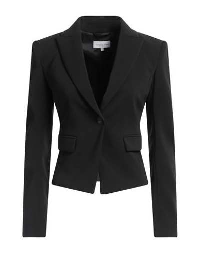 PATRIZIA PEPE PATRIZIA PEPE WOMAN BLAZER BLACK SIZE 12 POLYESTER, ELASTANE