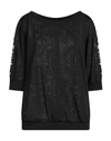 Brand Unique Woman Sweatshirt Black Size 1 Polyester, Cotton, Elastane In Black