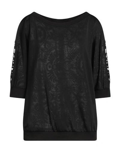 Brand Unique Woman Sweatshirt Black Size 1 Polyester, Cotton, Elastane